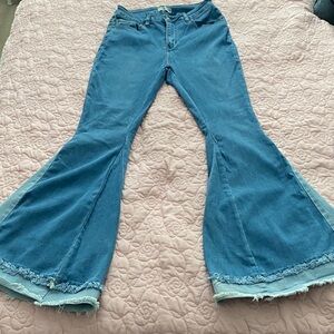 Indigo Two-Tone Blue Wide Flare Jeans size 11